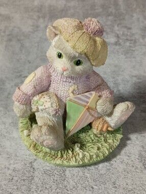 Pastel Kitty Figurine with Kite Calico Kittens